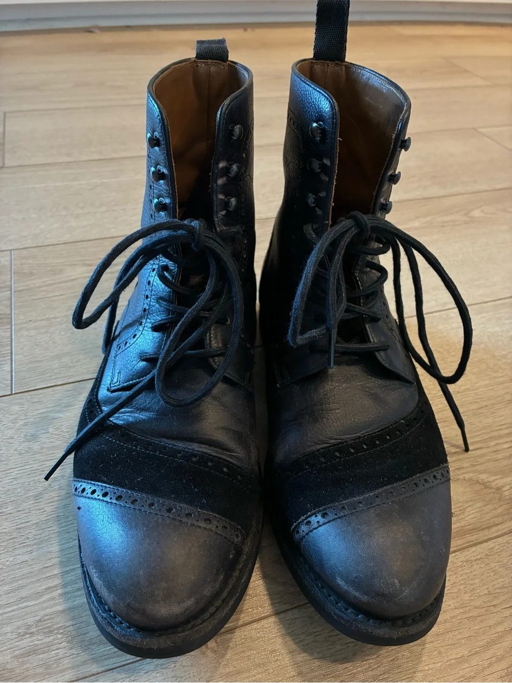 Taft Men’s Anderson Black Leather Suede Brogue Lace Up Boot Size 43/10 US